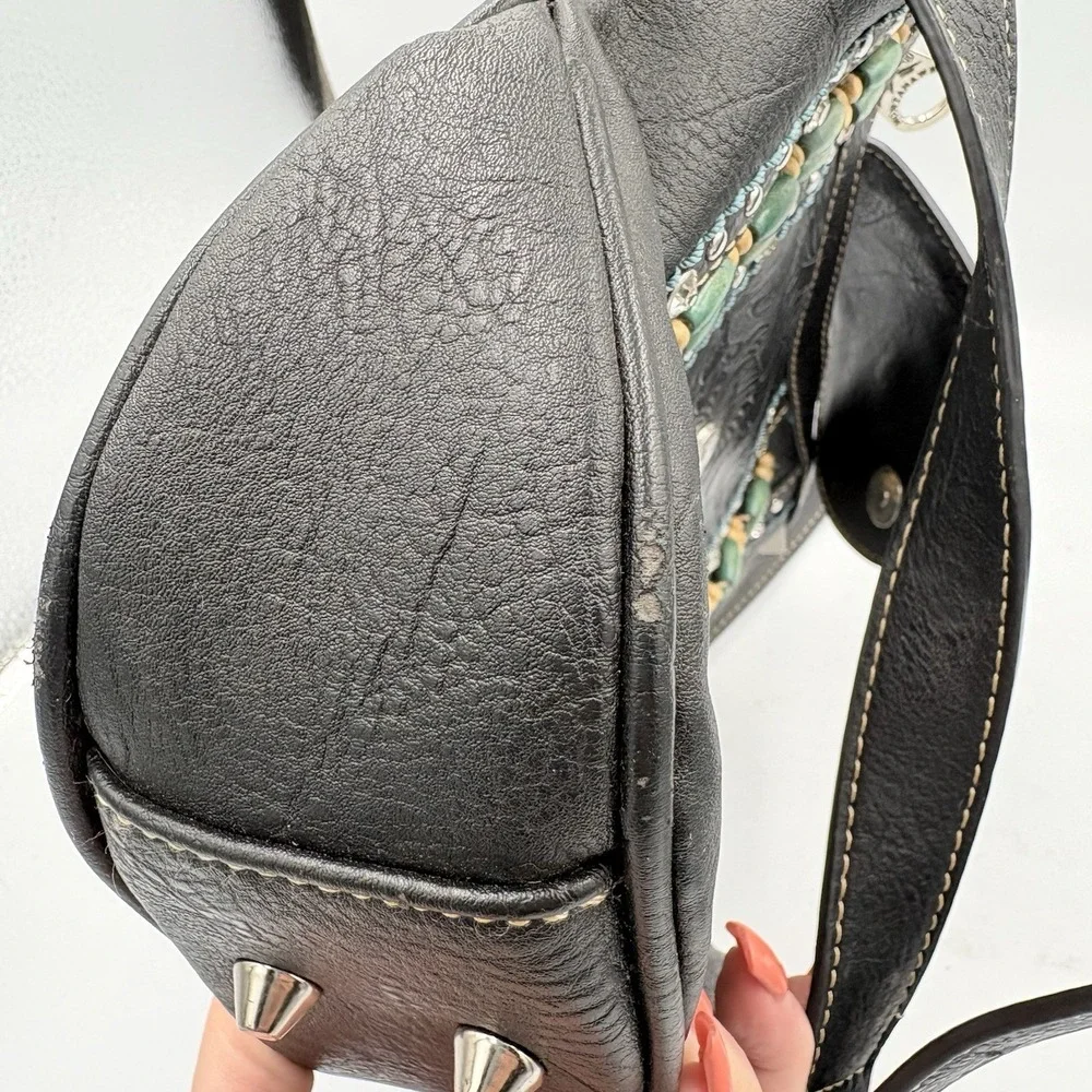 Montana West Black and Turquoise Embellished Shoulder‎ Bag &wallet